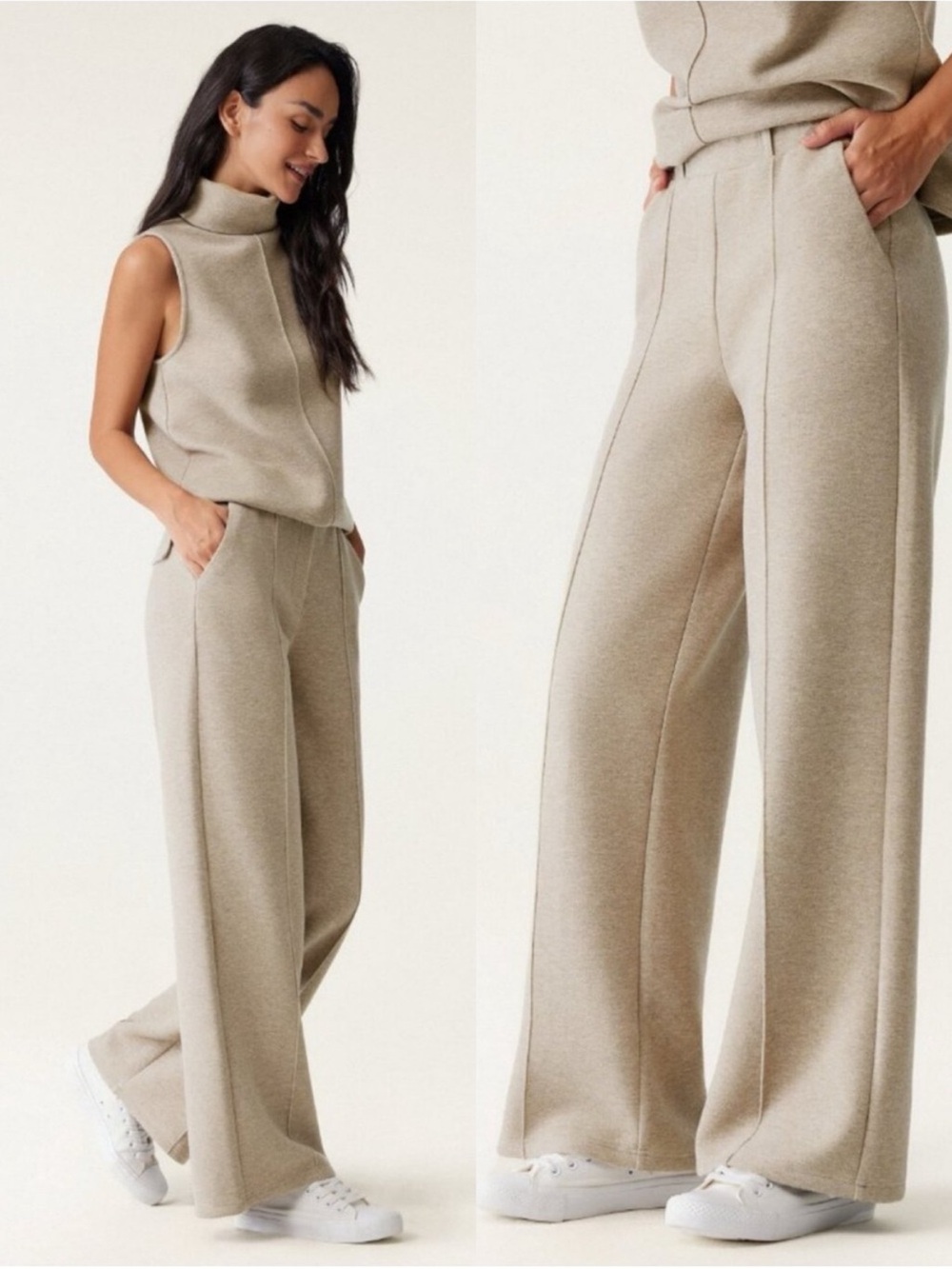 OGL FuzzLuxe High Waisted Straight Leg Pull On Pant Deep Cream Size Medium
